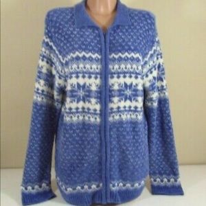 Vintage Scandinavian Fair Isle Zip-Up Sweater